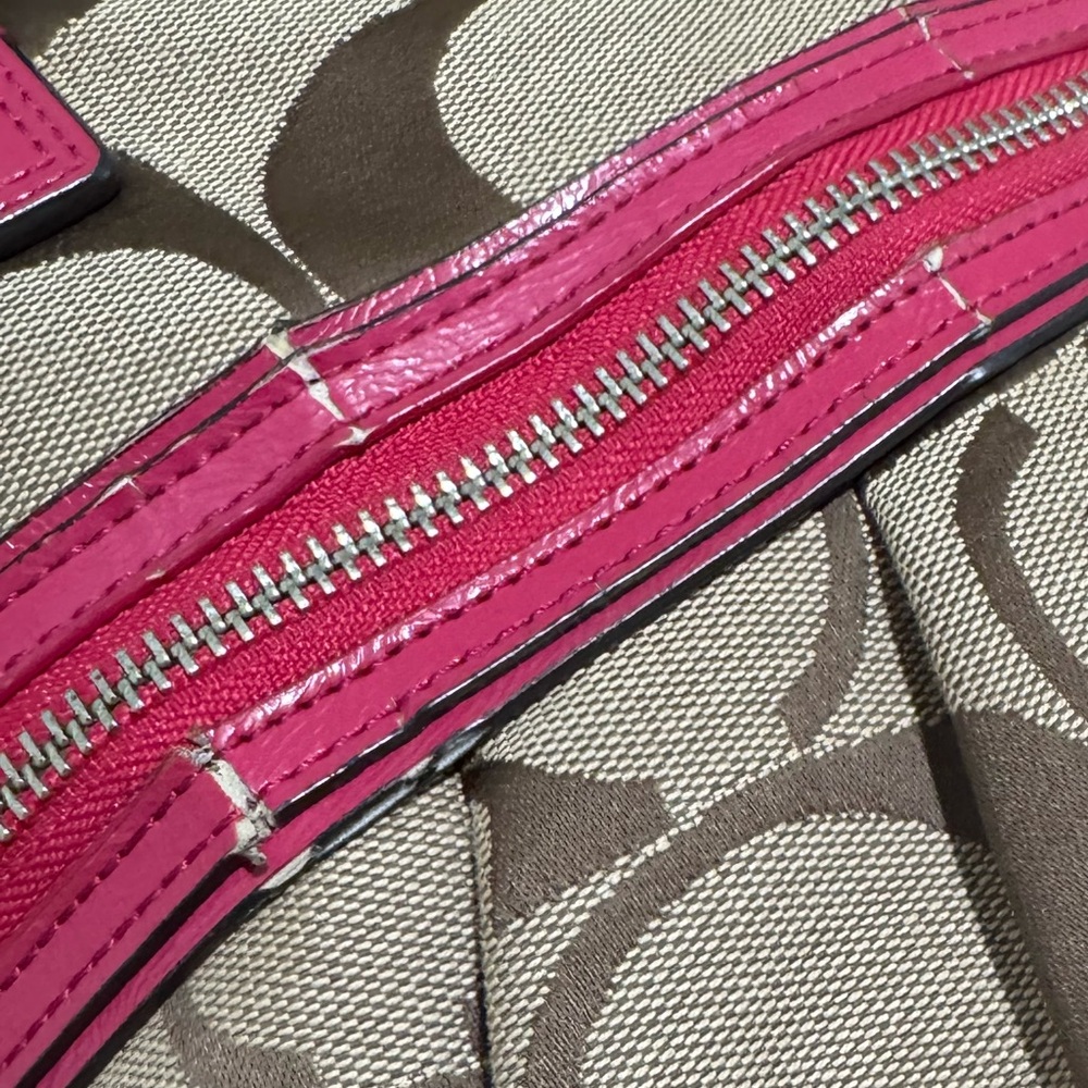 Coach Poppy Brown and Fuchsia Canvas Tote - Picture 13 of 13